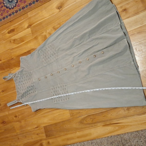 Vintage 90's Nina Piccalino Cotton Overall Dress Sage Green Plus Size XXL Floral - Picture 13 of 13